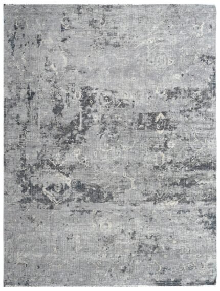 Silver Charcoal Hand Knotted Wool Area Carpet