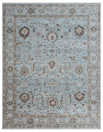Sky Bloom Vintage Floral Hand Knotted Rug