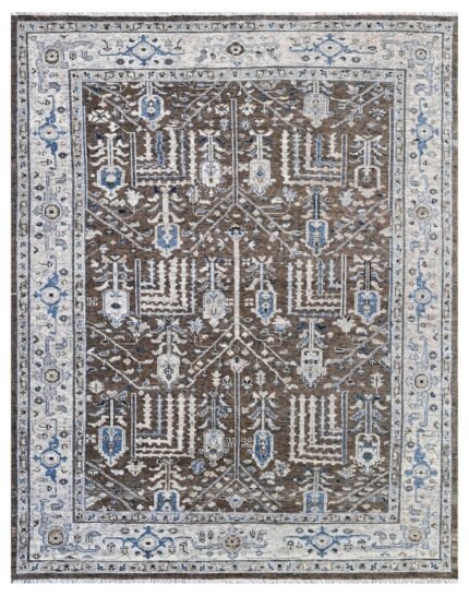 Tribal Heritage Brown Dominion Hand Knotted Wool Rug