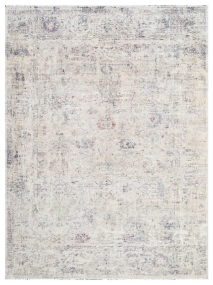 Ivory Bloom Hand Knotted Wool Vintage Rug