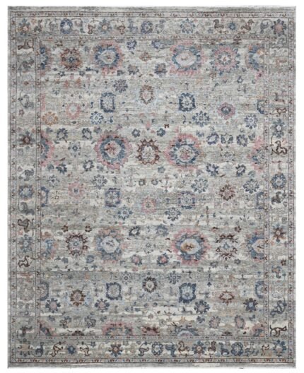 Luxury Hand Knotted Wool Area Rug | Vintage Floral Design