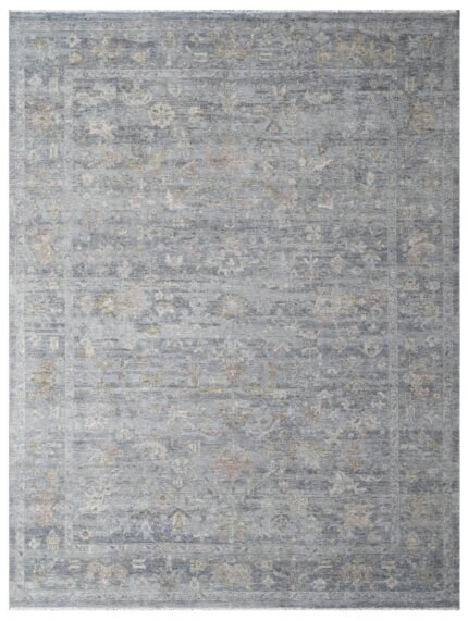 Silver Heirloom Hand Knotted Wool Vintage Rug