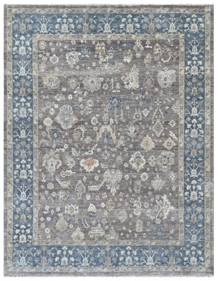 Slate Blue Hand Knotted Wool Rug