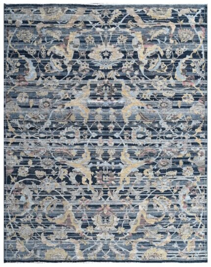 Midnight Relic Hand Knotted Wool & Bamboo Silk Rug