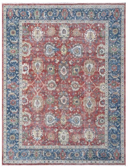 Red Oushak Hand Knotted Wool Rug