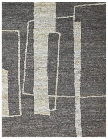 Urban Grid Noir HandKnotted Jute Organic Rug
