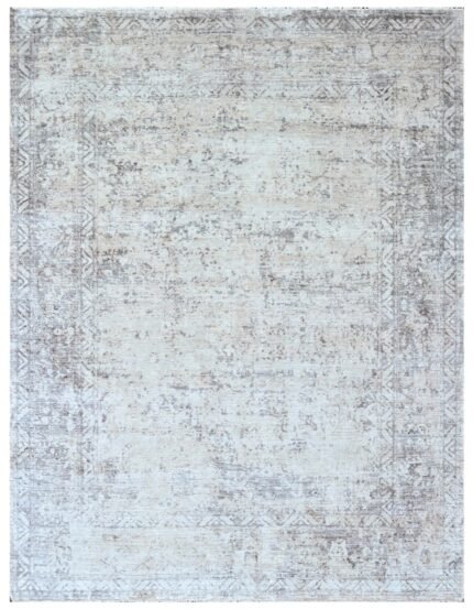 Taupe Heritage Border Hand Knotted Silk Rug