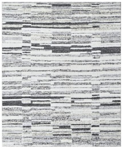 Modern Grey Silver Textured Wool Rug