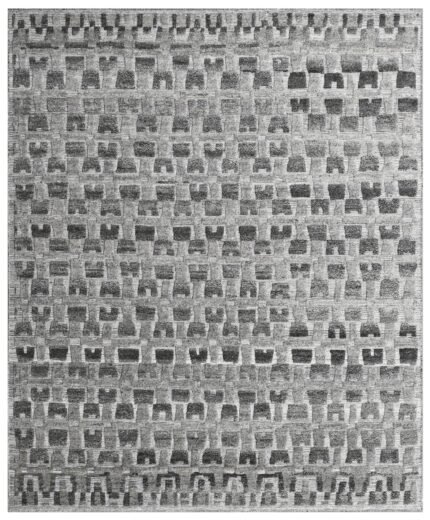 Taupe Grey Geometric Hand Knotted Rug
