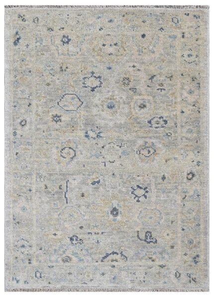 Silver Cloud Hand Knotted Wool Rug
