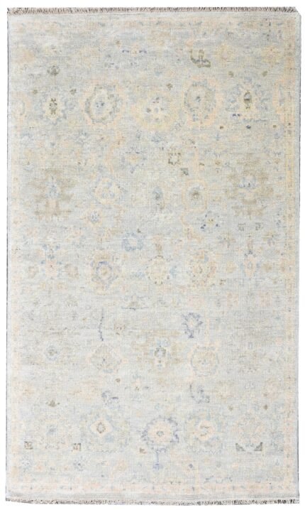 Silver Vintage Hand Knotted Wool Rug