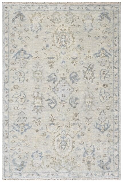 Ivory Vintage Hand Knotted Wool Rug