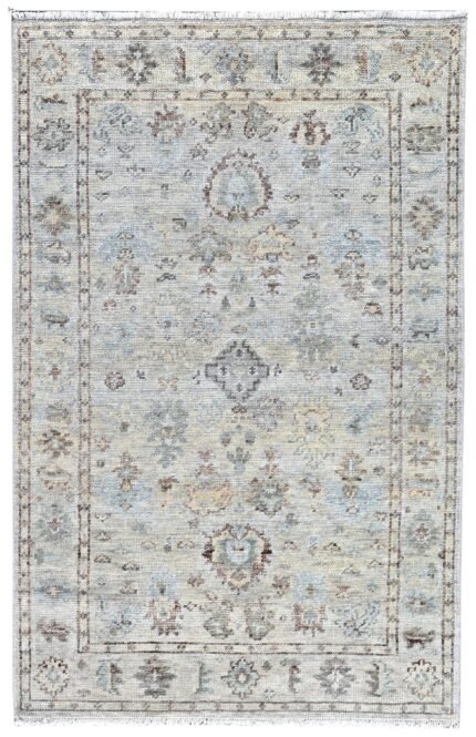 Grey Vintage Hand Knotted Wool Area Rug