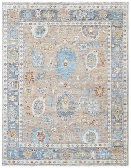 Beige Grey Tribal Hand Knotted Wool Rug