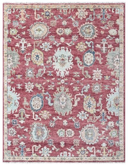 Wine Red Tribal Hand Knotted Wool Rug