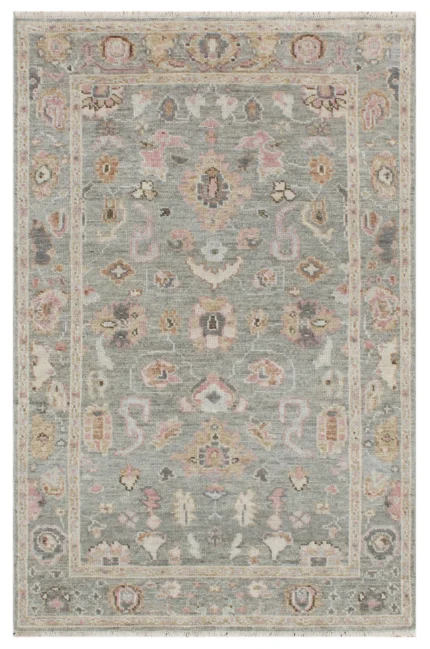 Sage Blossom Hand Knotted Wool Rug