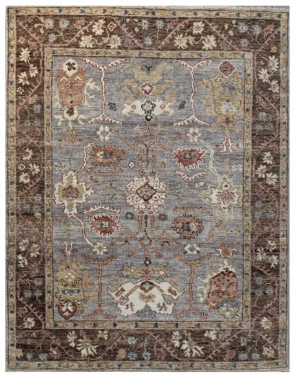 Rustic Medallion Grey Brown Hand Knotted Heritage Rug