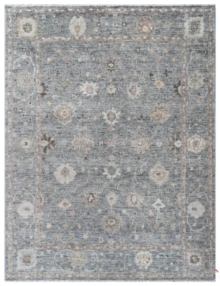 Grey Distressed Hand Knotted Wool Area Rug