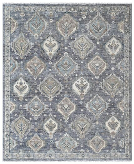 Grey Tribal Diamond Hand Knotted Wool Rug