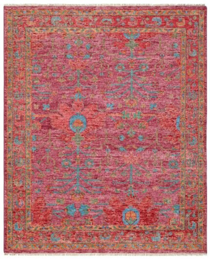 Pink Tribal Hand Knotted Wool Area Rug