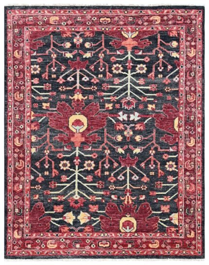 Crimson Noir Hand Knotted Wool Rug