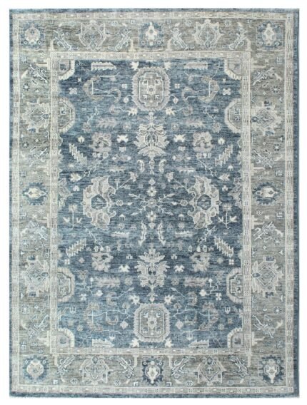 Steel Blue Heritage Hand Knotted Wool Rug