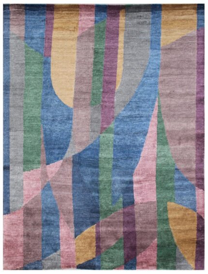 Chromatic Cascade Hand Knotted Rug