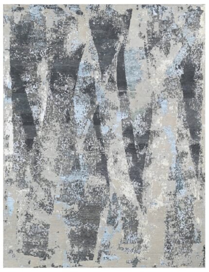 Silver Vein Grey Abstract Hand Knotted Rug