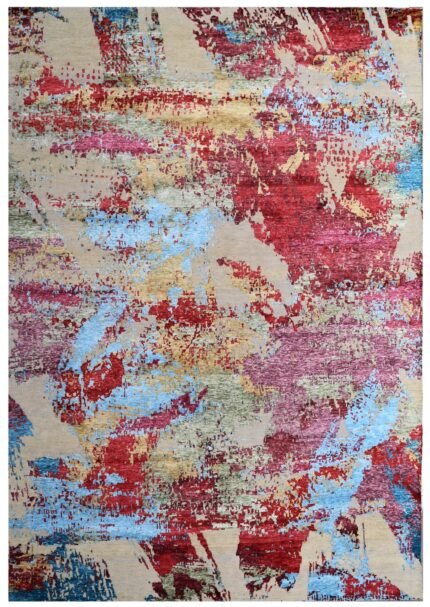 Crimson Sky Multi Abstract Hand Knotted Rug