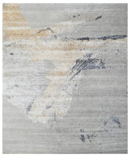 Dove Gold Contemporary Hand Knotted Silk Area Rug