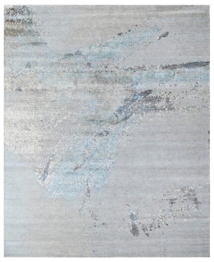 Oceanside Grey Modern Hand Knotted Silk Area Rug