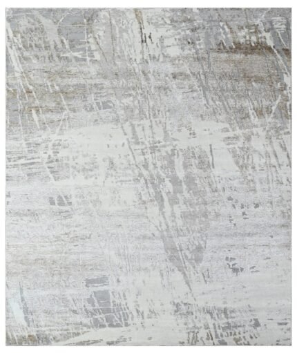 Cloudy Grey Modern Hand Knotted Silk Area Rug