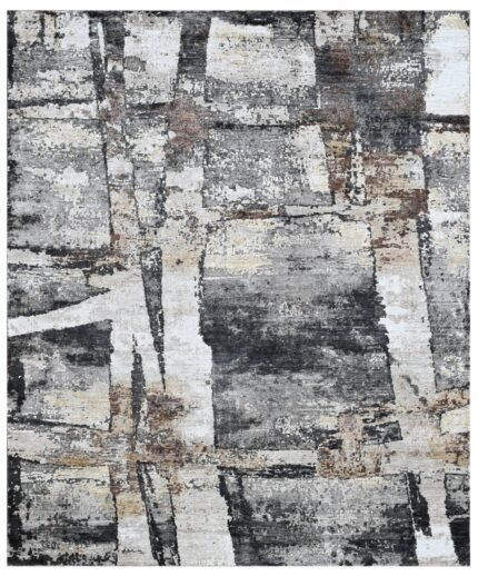 Midnight Canvas Hand Knotted Bamboo Silk Rug