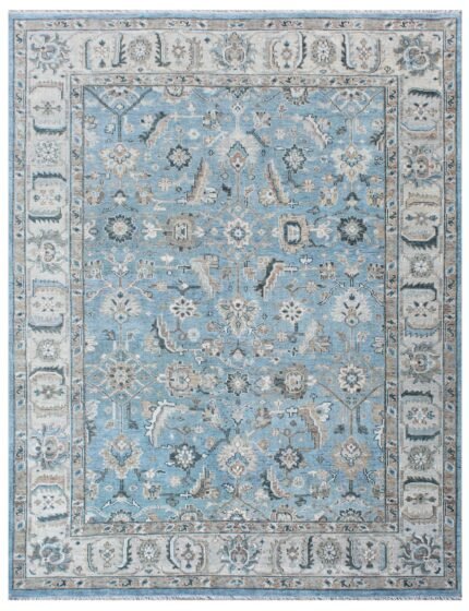 Persian Style Luxury Ice Blue Hand Knotted Rug