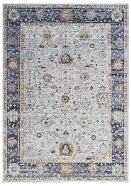 Midnight Halo Persian Border Hand Knotted Rug