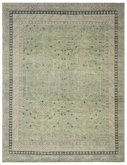 Sage Green Heritage Hand Knotted Wool Rug